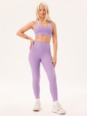 Girlfriend Collective Lilac Ribbed High-Waist Leggings Size Medium